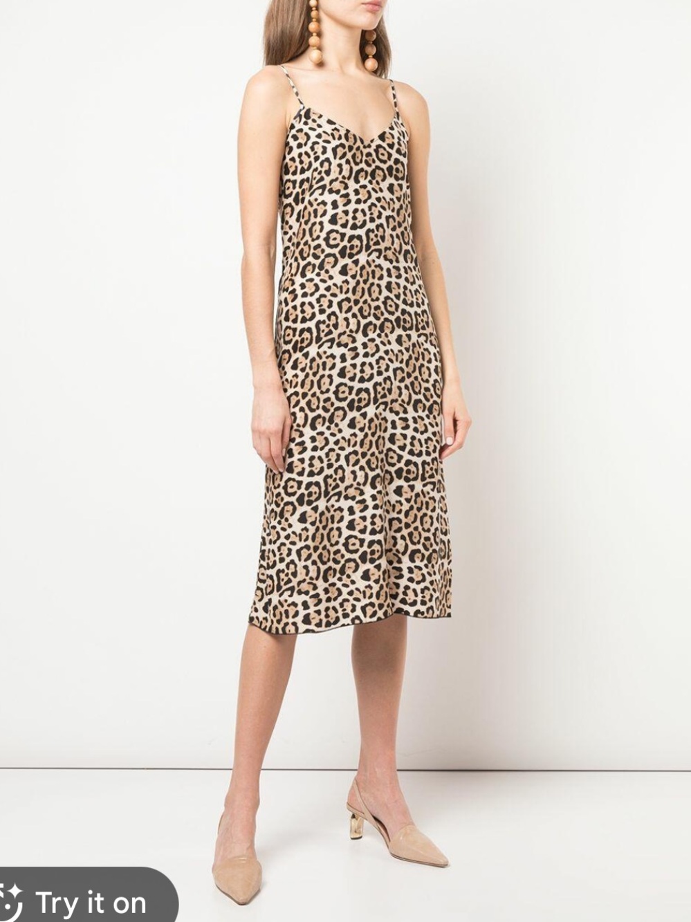 ATM Leopard Print Silk Slip Dress - Beige/Black | S